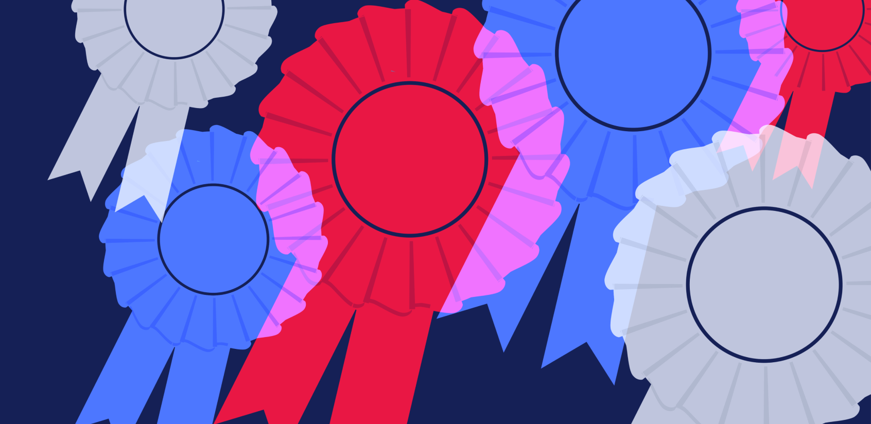Collage of award ribbon illustrations